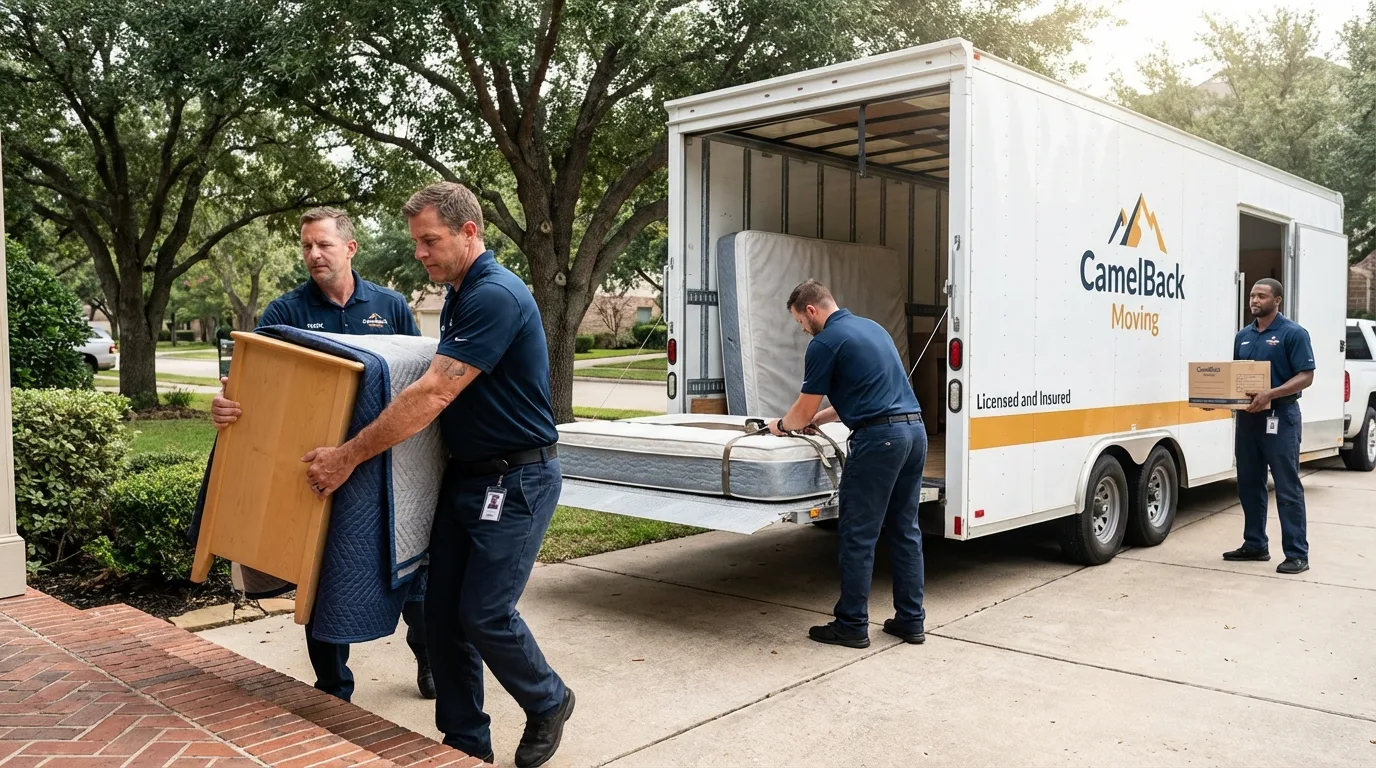 Crew loading residential truck for cross-state move from Moundsville, WV