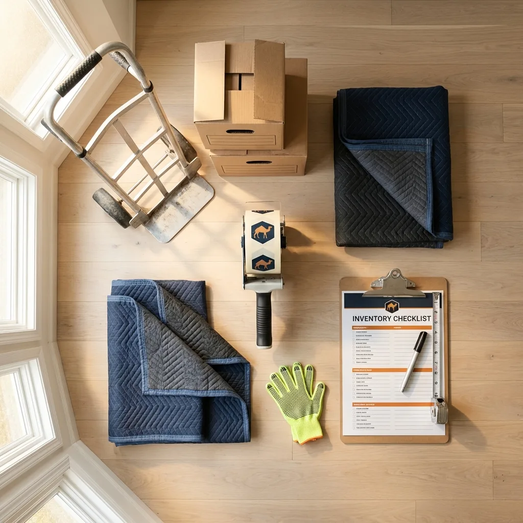 Professional moving supplies and packing materials layout for Moundsville residential relocations