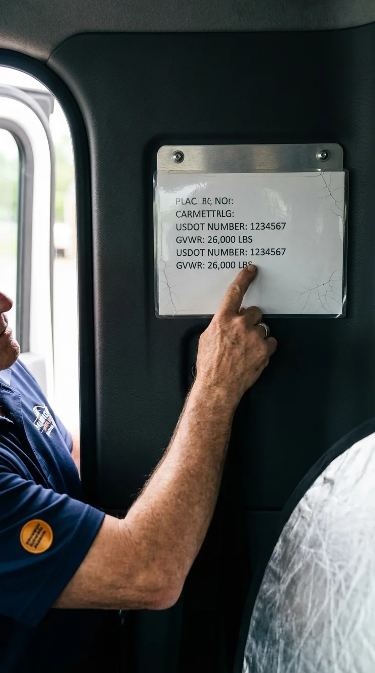 USDOT licensing placard verification in Moundsville
